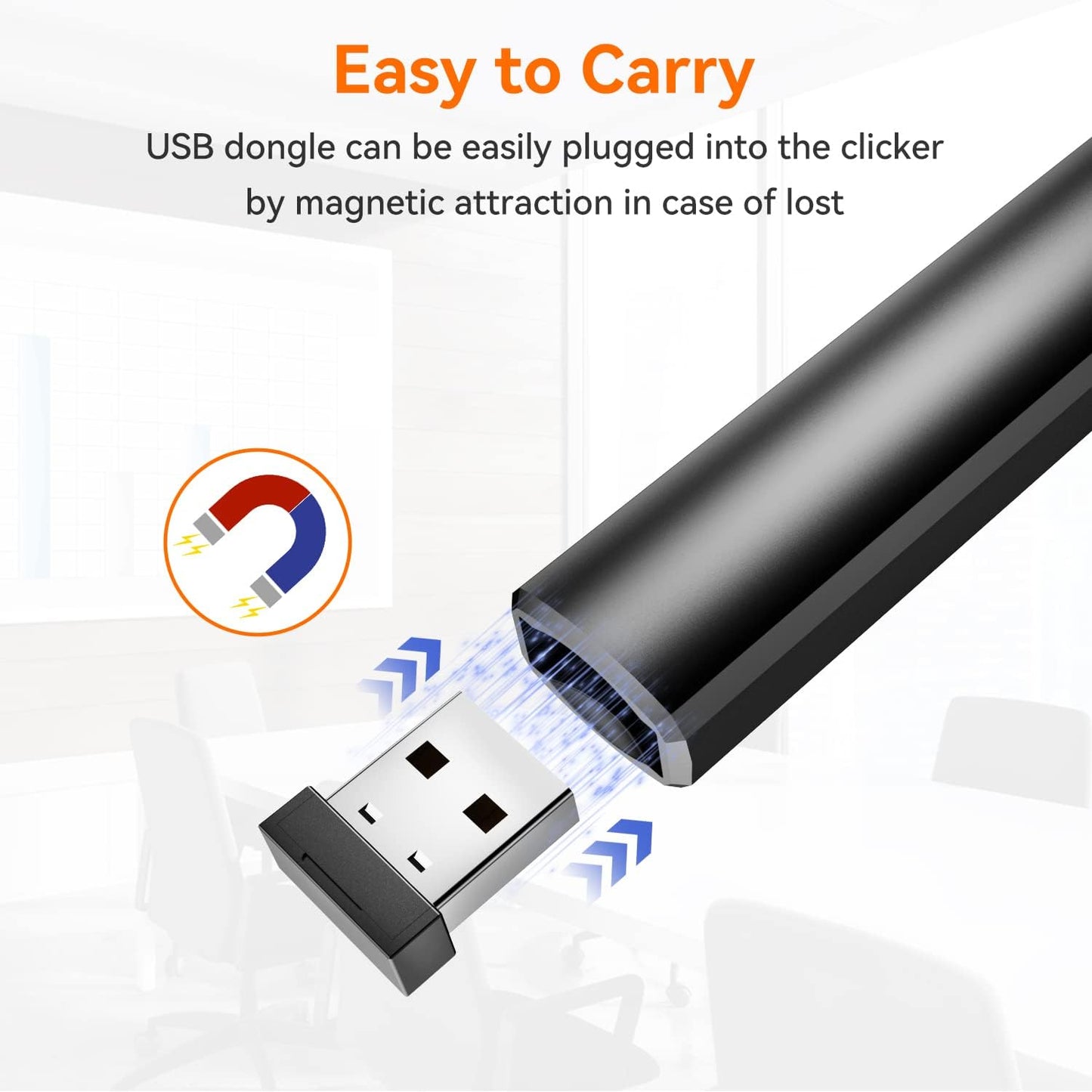 Wireless Presentation Clicker PowerPoint Presenter Remote: Rechargeable Green Laser Pointer Clickers for Computer/Mac/PPT/Slideshow/Google Slide Advancer