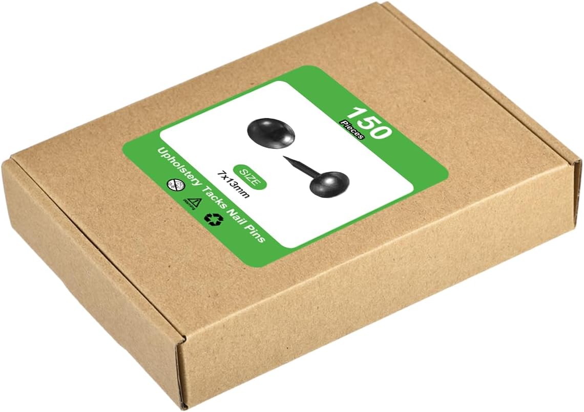 uxcell Upholstery Tacks Nail Pins Furniture, 150Pcs 7x13mm Thumb Tack Pins Assortment Kit Carbon Steel for Home Sofa DIY Decorative Nail Heads Nails, Black