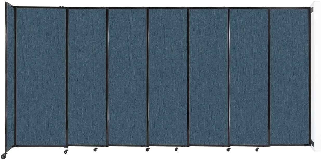 Wall-Mounted Sliding StraightWall Room Divider | Adjustable Widths | Locking Wheels | Room Separator | Up to 15'6" Wide x 7'6" Tall Caribbean Fabric Panels