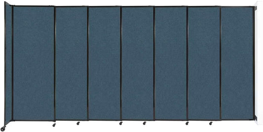 Wall-Mounted Sliding StraightWall Room Divider | Adjustable Widths | Locking Wheels | Room Separator | Up to 15'6" Wide x 7'6" Tall Caribbean Fabric Panels