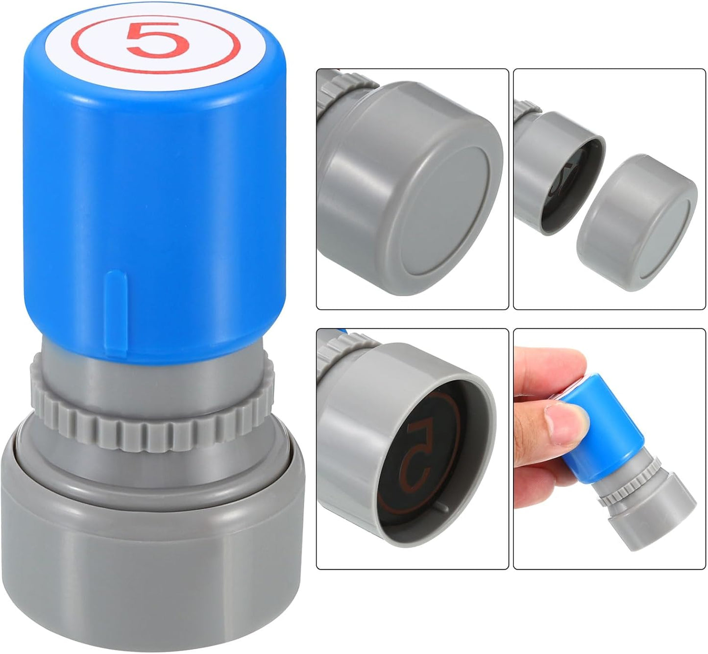 PATIKIL Number Stamps Self Inking, Numeral 5 Number Stamp Teacher Stamp Initial Stamp Ink Stamp for Class Notebook Scrapbooking DIY Craft Style 2, Red Ink