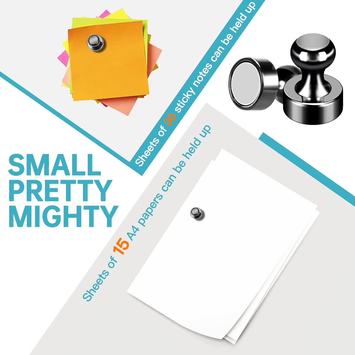 Pack of 24 Black Fridge Magnets Strong Refrigerator Magnets Push Pins Magnets for Whiteboard Office Classroom Map Kitchen Office Locker