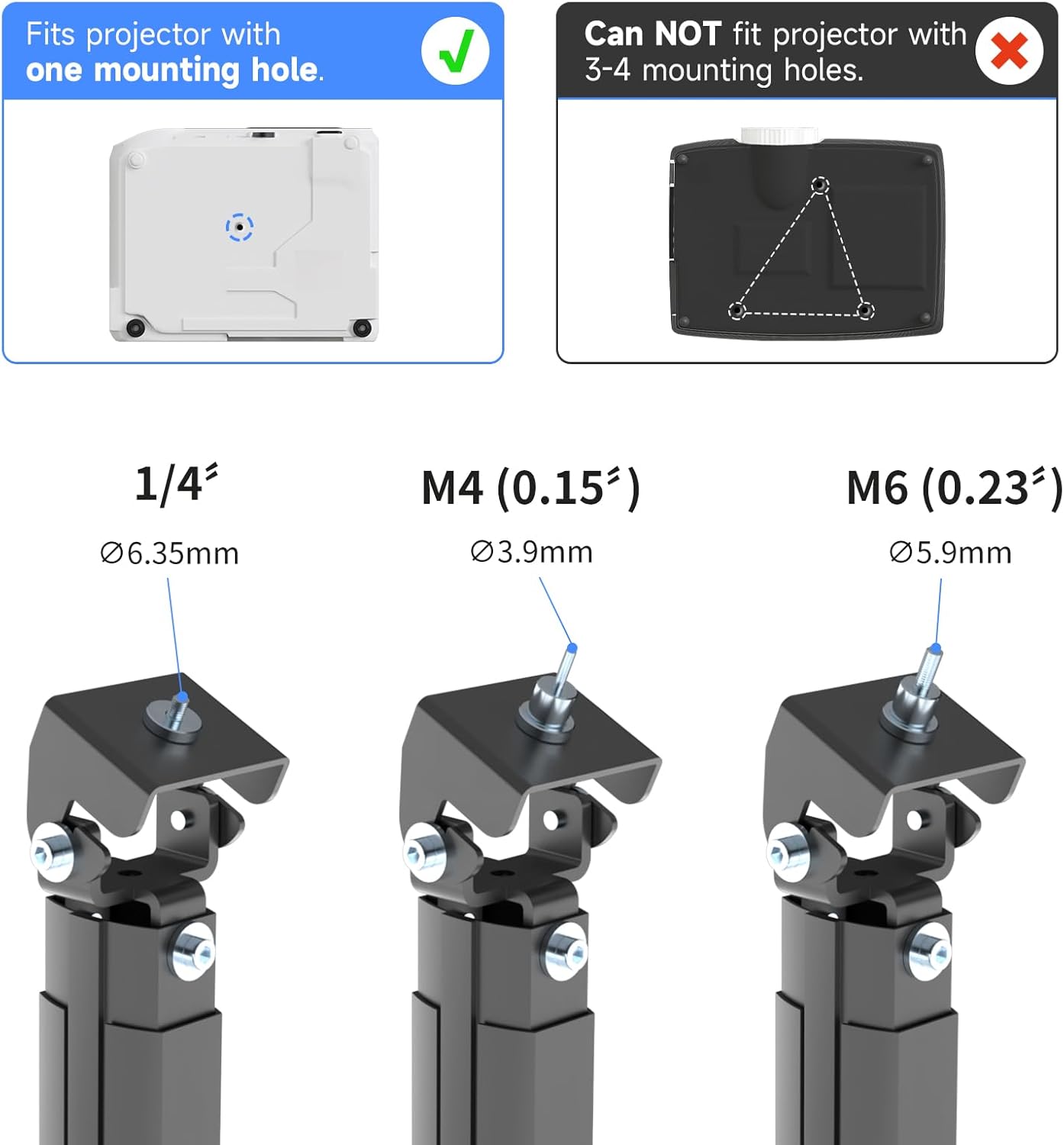 suptek 49inch Extended Mini Projector Ceiling Mount Adjustable Wall Mount with Thread Adapters for Projector DVR Camera (PR05LMINIB)