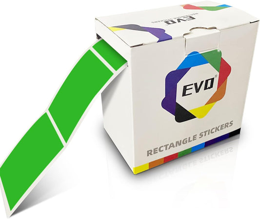 Green Rectangle Sticker Labels 3×2 Inch Vinyl Stickers Color Coding Name Tags Roll Removable Waterproof 300 per Dispenser Box