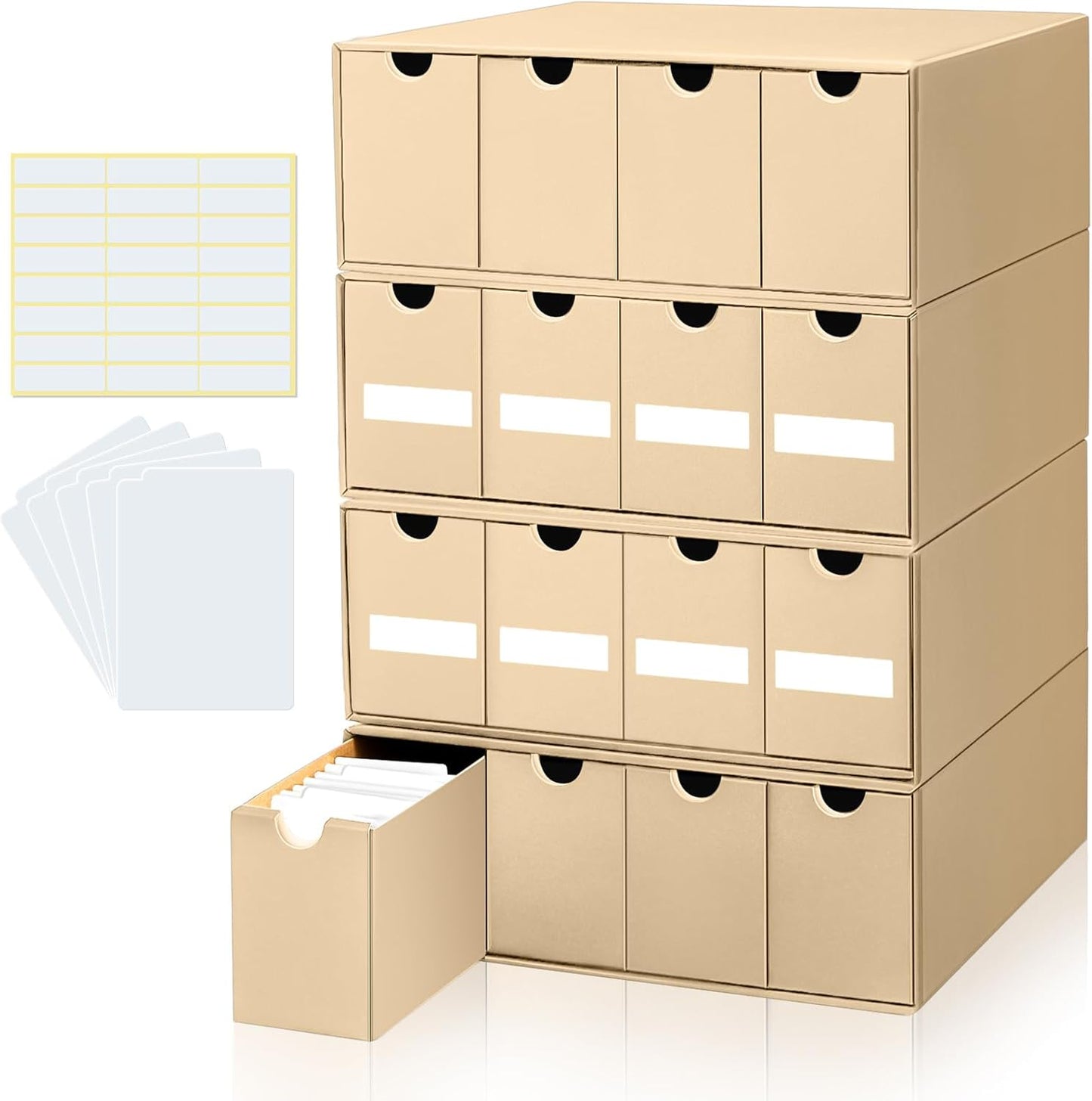 Cholemy Trading Card Storage Box 15000+ with 70 Cardboard Storage Divider, Label Sticker for Collection Compatible with TCG, Sport Cards(4 Row, 4 in A Row,Yellow)