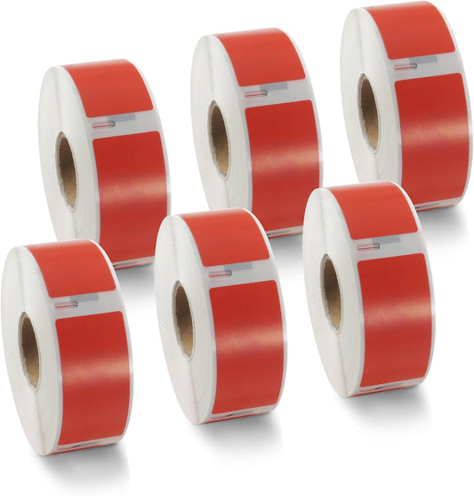 BETCKEY Colored Labels Compatible with Dymo 30336 (1" x 2-1/8") Return Address Labels, Compatible for Dymo LabelWriter Thermal 450, 4XL & Zebra Desktop Printers [6 Rolls, 3000 Labels, Red]