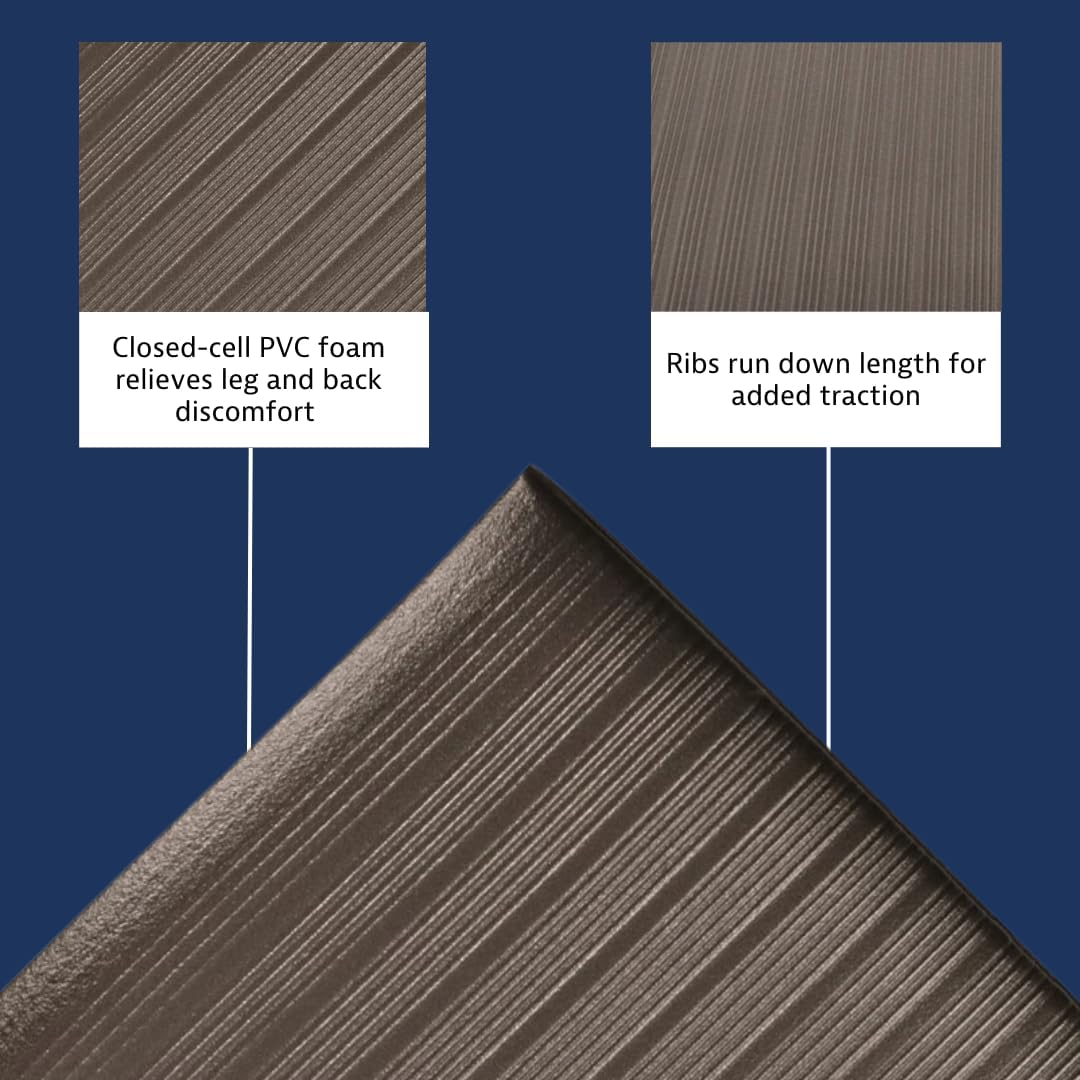 Notrax 410 Airug® 4' x 60' x 3/8" Anti Fatigue Mat, Enhanced Slip Resistance with Beveled Edges and Ribbed Surface, Ideal for Industrial and Commercial Workplaces, Black, 410R0348BL