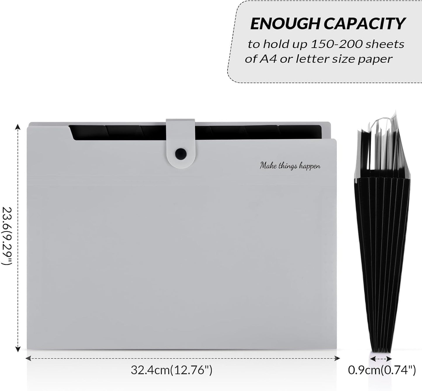 SKYDUE Accordion File Organizer, 8 Pockets Expanding File Folders, Portable Document Paper Organizer, Home College School Office Supplies, Letter Size Gray