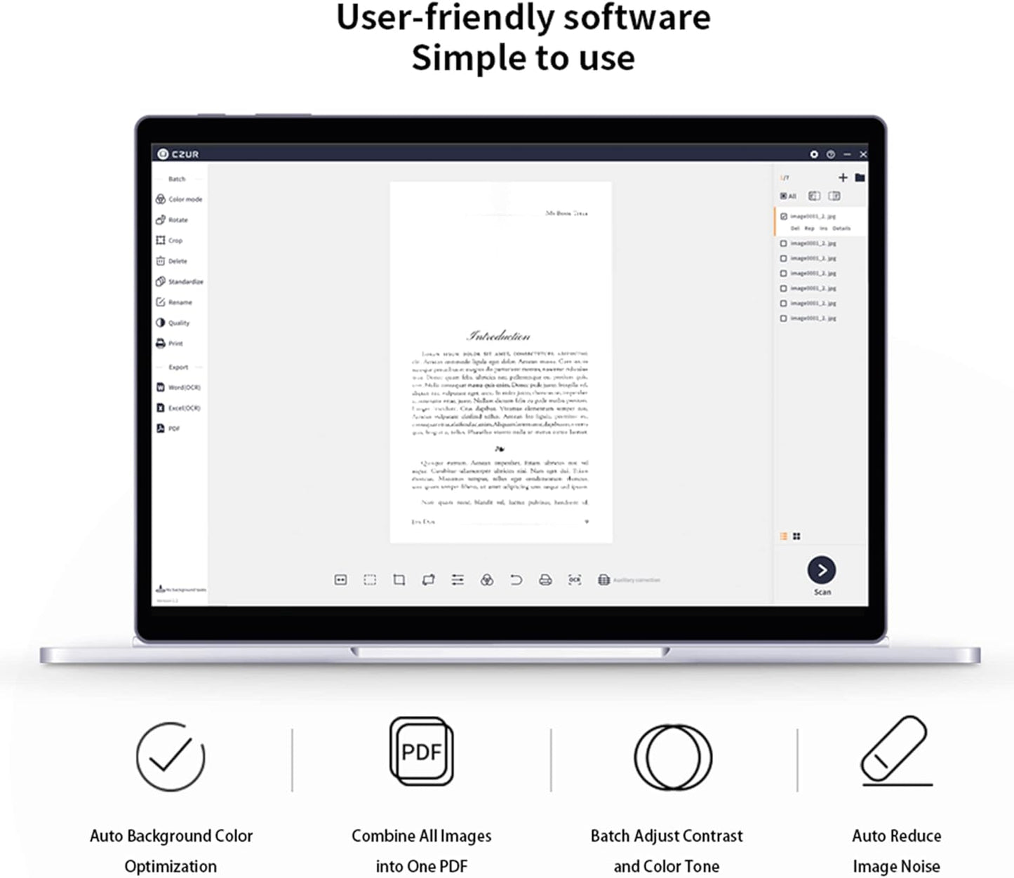 CZUR Aura Pro Portable Book Scanner, A3 Document Scanner, Auto-Flatten & Fingerprint Removal Technologies, Multi-Language OCR, 90° Foldable, for Mac & Windows