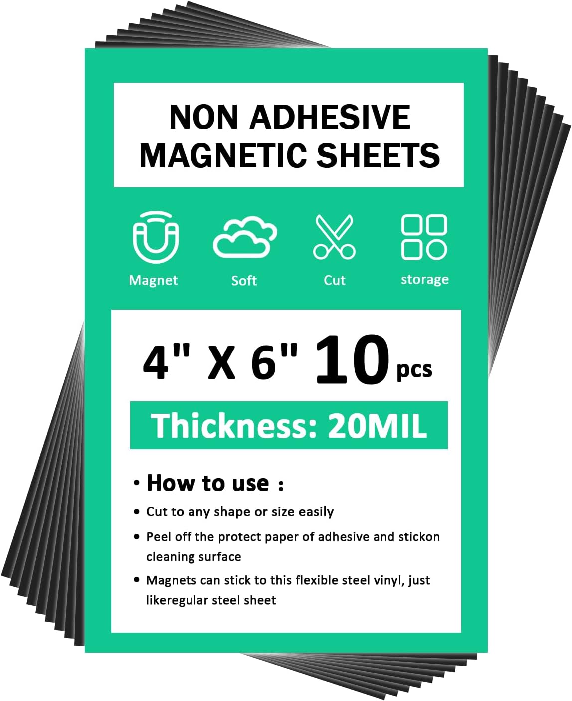 Plain Magnet Sheets,10PCS,4''x6''Flexible Rubber Magnetic Sheet,20Mil Non-Adhesive Magnetic Sheet for Die Storage,Business Dignage,Car,Sticker,Craft Product,Souvenir,Refrigerator Sticker