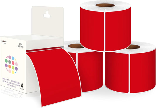 PARLAIM 3 X 5 Inch 4Rolls/1000 Per Roll Rectangle Inventory Color Coding Labels,Roll Square Label Stickers for Home (Red)