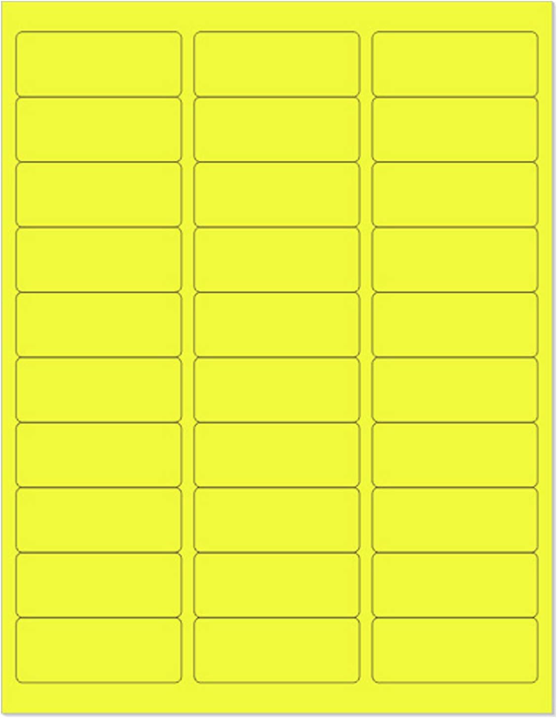 NextDayLabels - 8-1/2 x 11" Neon Color High Light Fluorescent Labels for Laser & Inkjet Printer (Yellow Fluorescent, 1" x 2-5/8" - 30 Per Page | 3000 Labels)