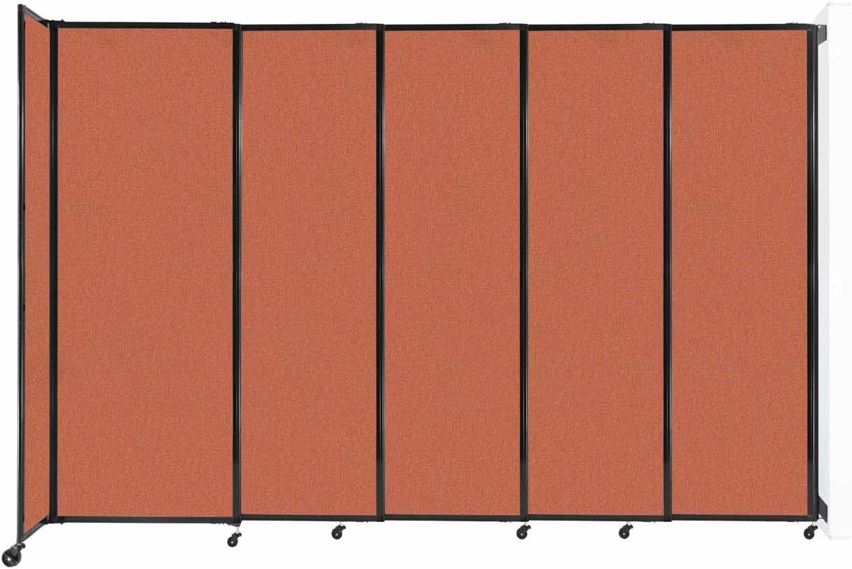 Wall-Mounted Sliding StraightWall Room Divider | Adjustable Widths | Locking Wheels | Room Separator | Up to 11'3" Wide x 7'6" Tall Papaya Fabric Panels