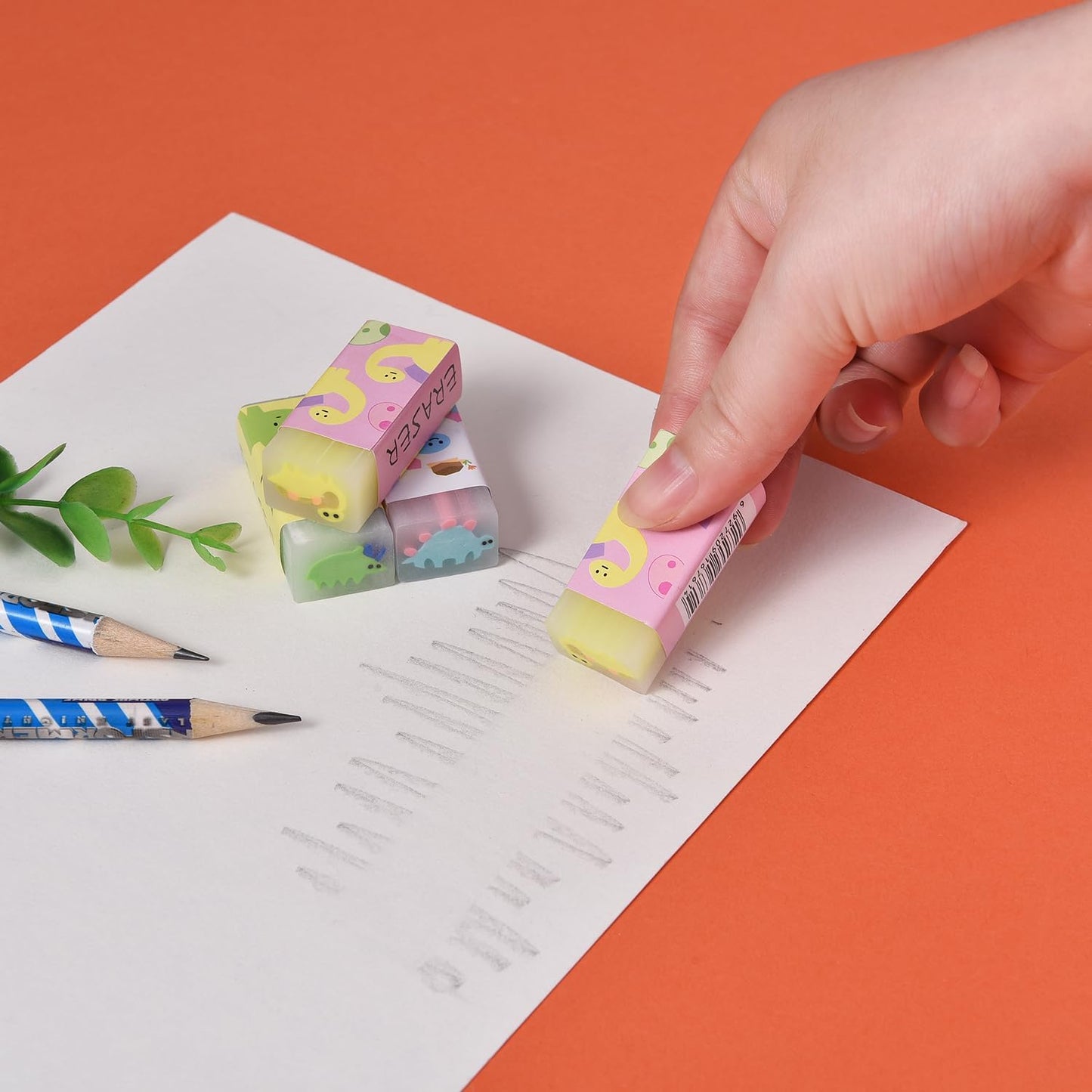 18 Pack Colorful Dinosaur Jelly Erasers for Kids, Kawaii School Supplies Prize Gifts Party Favors