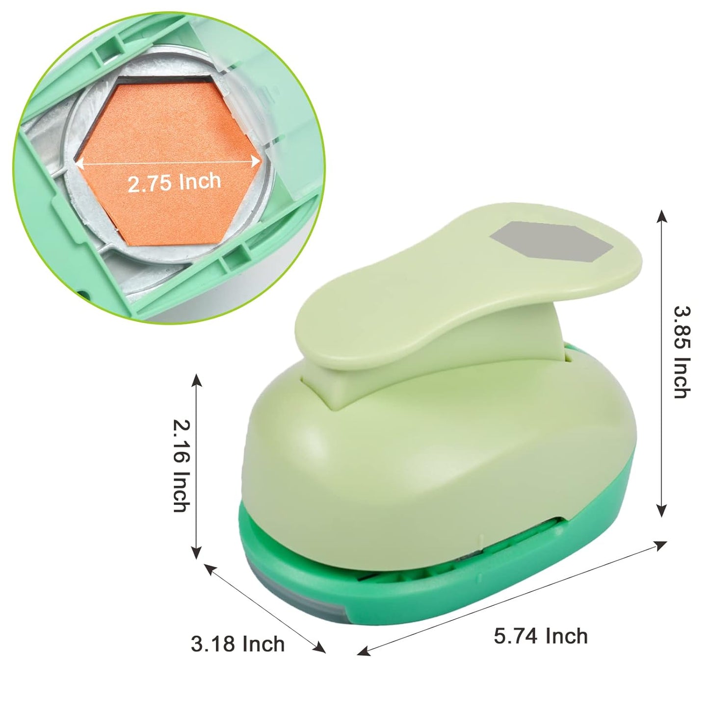 UCEC 2.75 Inch Hexagon Paper Punch for Scrapbooking and Card Making – Heavy Duty Craft Punch for 80 lb Cardstock – Large Geometric Punch with Ergonomic Handle and Safety Lock