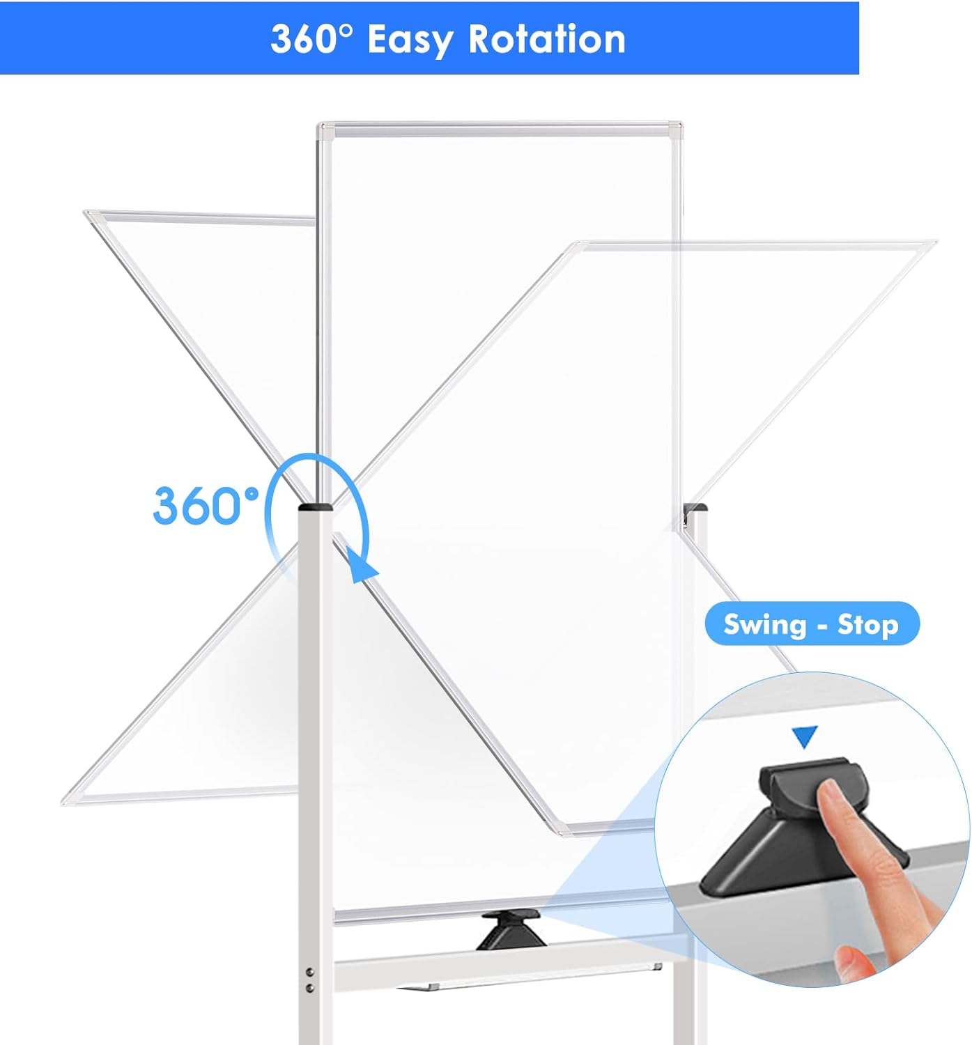 Magnetic Mobile White Board, 48 x 24 Double Sided Dry Erase Board Rolling Whiteboard Aluminum Frame Standing Whiteboard on Wheels