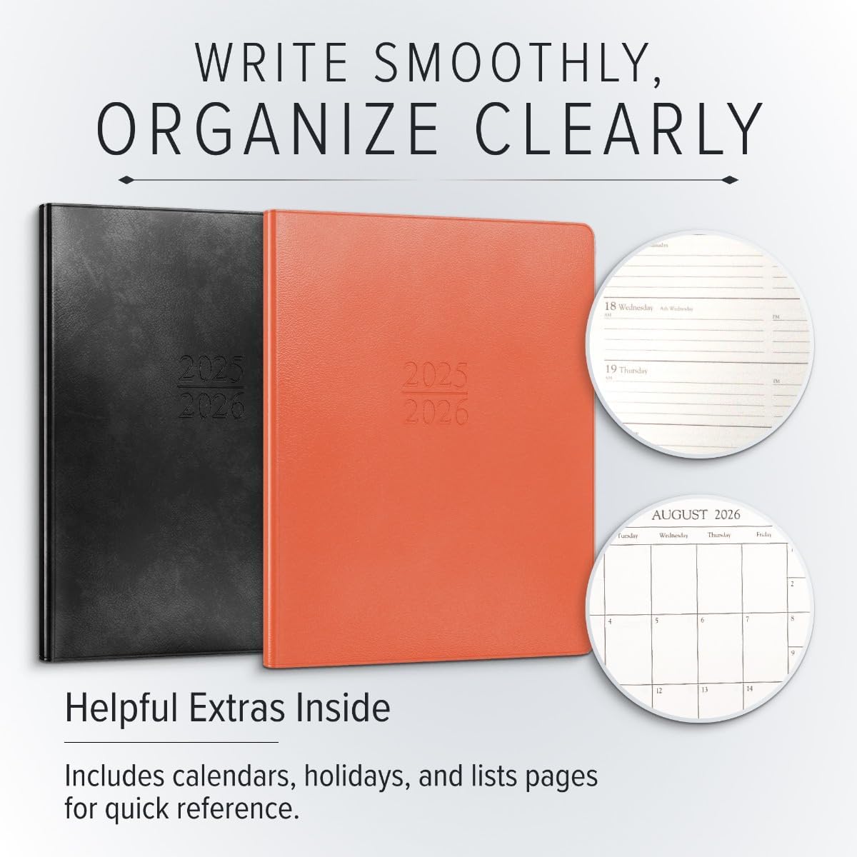 Gallery Leather Academic Planner 2025-2026, Teacher and Student Weekly Monthly Planner, Elegantly Bound Calendar with Gold-Gilded Page Edges, 18 Months - Acadia Deep Red - 9x7"