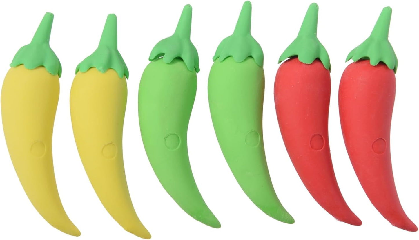 18 Pack Chili Pepper Erasers for Kids, 3D Food Erasers for Boys and Girls, Fun Take Apart School Supplies, Prize Gifts, Party Favors