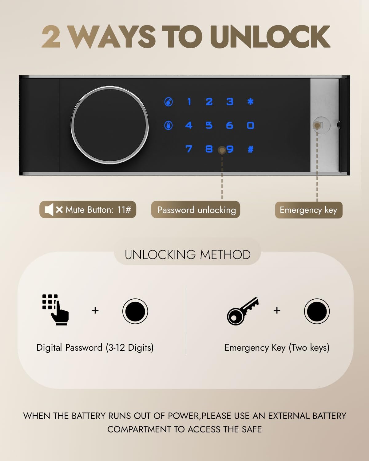 5.1 Cu Ft Safe for Home with Fireproof and Waterproof Document Bag Cash Money Drawer Safe with Digital Keypad Alarm System Removable Shelf Security Safes for Money Cash Documents Medicines