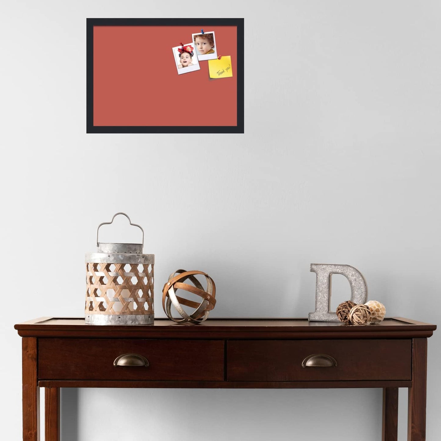 PinPix 20x14 Inch Cork Bulletin Board. This Decorative Framed Pin Board Comes with Crimson Pastel Design and a Satin Black Frame. Ideal for Home Office Decor or Message Board (PinPix-1807)