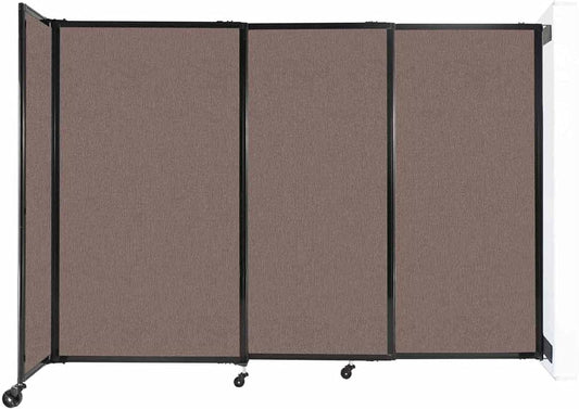 Wall-Mounted Sliding StraightWall Room Divider | Adjustable Widths | Locking Wheels | Room Separator | Up to 7'2" Wide x 5' Tall Latte Fabric Panels