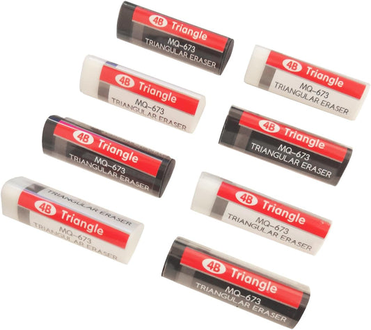 Black White Erasers 8 Pack Pencil Erasers Triangle Erasers for Kids Bulk for Students School Supplies Office Prize Gifts (Black and White Triangle)