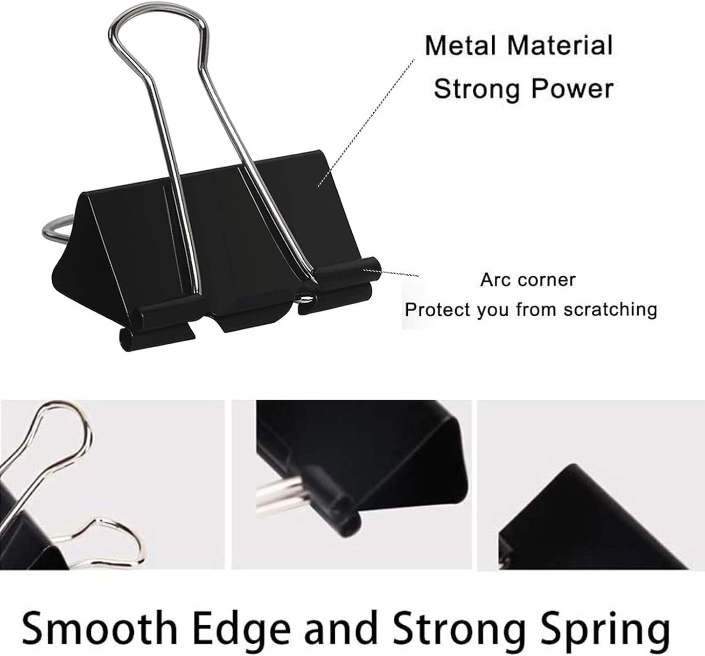 Binder Clips Paper Clamps Assorted Sizes 200 Count (Black), Jumbo, Large, Medium, Small, Mini and Micro,6 Sizes with Box for Office, School and Home