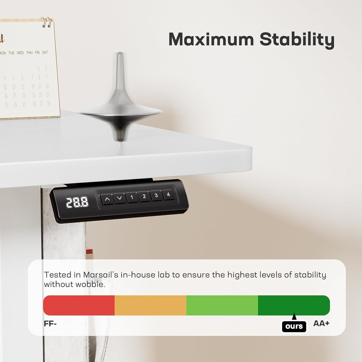 Marsail 40x24 Electric Adjustable Height Standing Desk with Storage Bag, 4 Memory Height Settings,Sit Stand Up Desk for Home Office,Computer Gaming Workstation, Cable Manager, and Headphone Hook