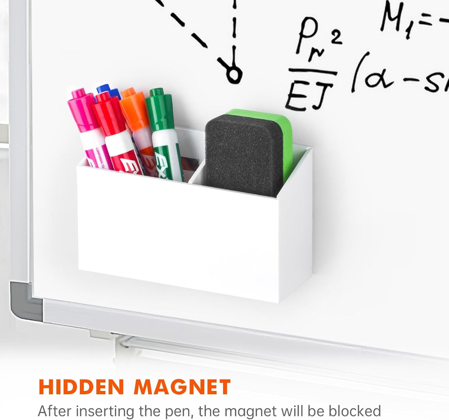 BEYGORM Magnetic Dry Erase Marker Holder for Whiteboard,Non-slip Acrylic Magnet Pen Holder for Fridge Refrigerator,Locker Organizer for Work,Locker Accessories,Pencil Cup for Desk(White)