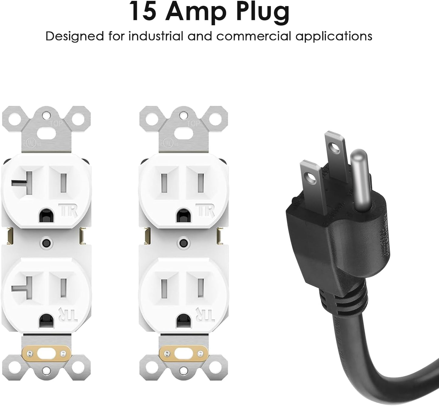 JUNNUJ Heavy Duty 20 Amp Power Strip 4800J, 16 Outlets 12 Gauge Garage Industrial Surge Protector, High Amp 5-15P Adapter Shop 6-20R T-Slot Metal Outlet, 6 FT Extension Cord Commercial for Appliance