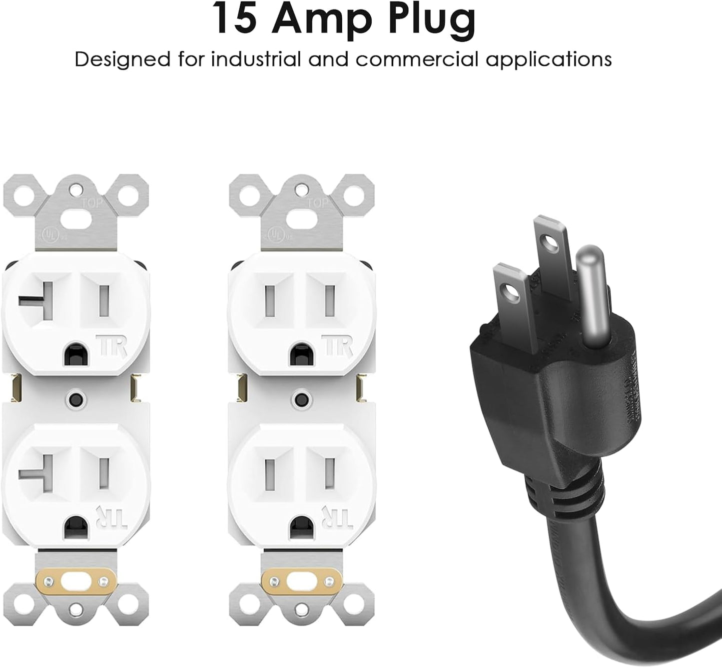 JUNNUJ Heavy Duty 20 Amp Power Strip 4800J, 16 Outlets 12 Gauge Garage Industrial Surge Protector, High Amp 5-15P Adapter Shop 6-20R T-Slot Metal Outlet, 4 FT Extension Cord Commercial for Appliance