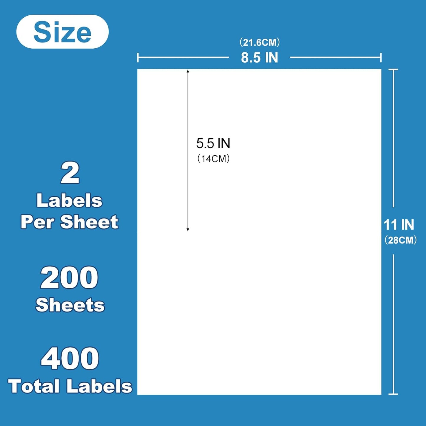 8.5" x 5.5" White Blank Shipping Labels, 400 Count (HB-R002)