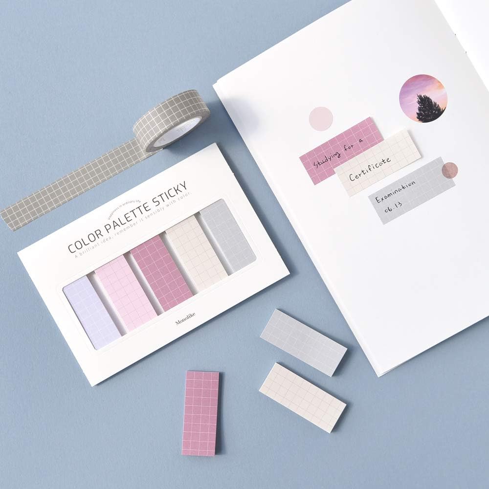Monolike Color Palette Sticky Grid 500 B Set 4p - Self-Adhesive Memo Pad 30 Sheets