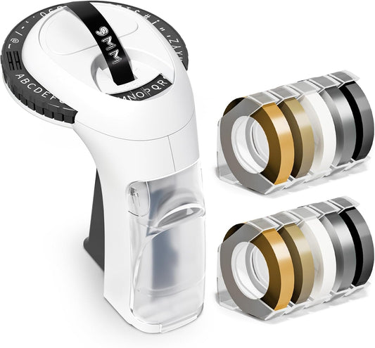 Label KINGDOM Embossing Label Maker, Old School Labeler for Home School Office,A Protable Handheld Retro Label Maker with 10 Rolls 3D Embossing Label for Home Office DIY, Black