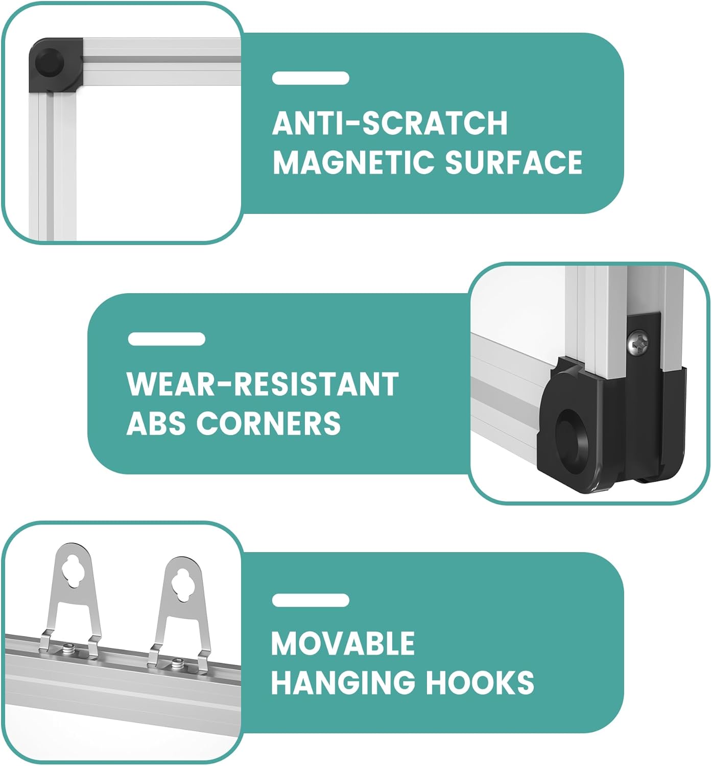 Magnetic Dry Erase White Board - 46 x 33 Inch Whiteboard for Wall - 4 x 3 Large Wall-Mounted Board with Silver Aluminum Frame, 1 Magnetic Eraser, 2 Pens, 1 Detachable Marker Tray, 6 Magnets