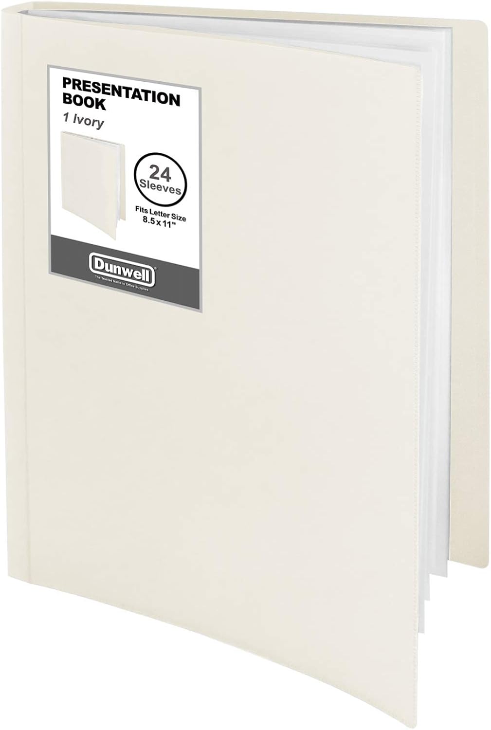 Dunwell Presentation Binder 24-Pocket, Displays 48 Pages, 8.5x11 Portfolio Binder with Plastic Sleeves, Storage and Organizer for Documents, Certificates, Projects, Photos (Ivory)
