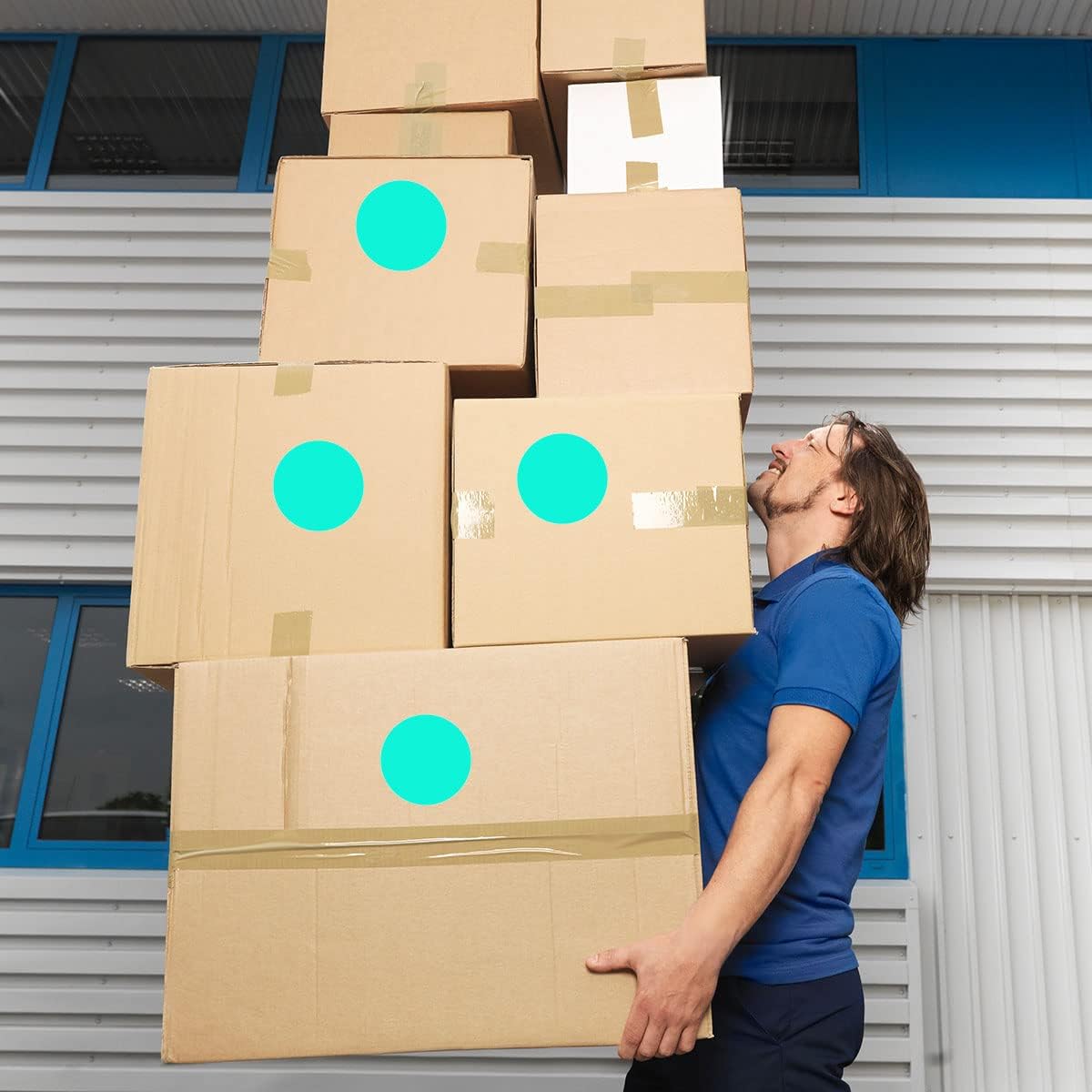 PARLAIM 3" Color Coding Label, 500 PCS Aqua Colored Circle Dot Stickers for Moving Box, Permanent Adhesive Sticker Easy to Write