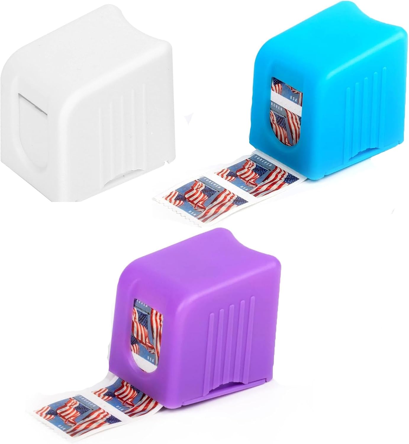 3 Pack Postage Stamp Roll Dispenser for a Roll of 100 Postage Stamp Holder Plastic for Home Office Desk Organization Supplies