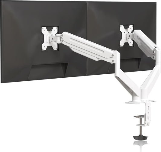 Suptek Dual Monitor Mount Stand-Height Adjustable Gas Spring Monitor Arm Desk Mount for 2 Monitor Screens 17 to 32 inches - Each Arm Holds up to 22lbs,White(MD8SPW)