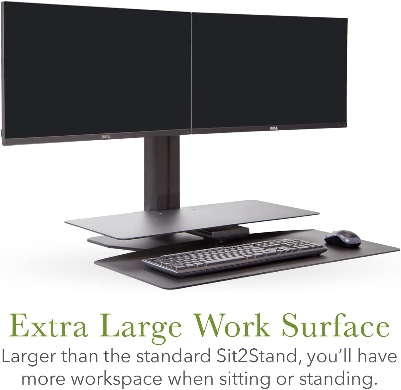 Perfect POSTURE Sit2Stand Standing Desk Converter with Dual Monitor Mount – 18” Height Adjustable Sit-Stand Workstation – Black