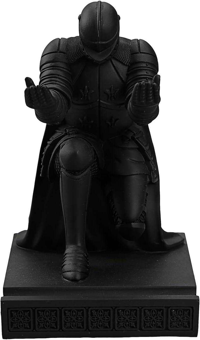 Windbreaker Soldier Knight Pen Holder Personalized Desk Accessory, Mobile Phone & Gaming Controller Holder, Device Stand Gift for Medieval Enthusiasts (Black)