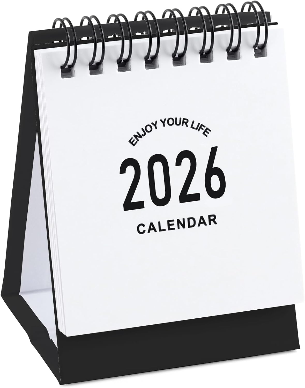 Mini Desk Calendar 2025- Small Desktop Calendar July 2025 to Dec 2026 Mini Daily Schedule Thick Paper Twin-Wire Binding with Stickers for Home Office School (Black-white)