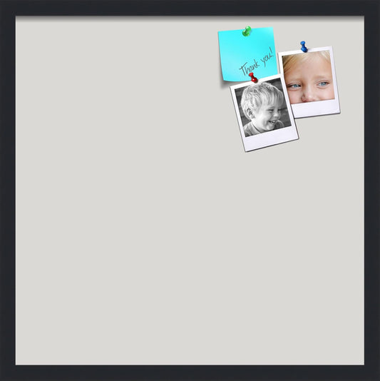 PinPix 22x22 Inch Cork Bulletin Board. This Decorative Framed Pin Board Comes with Light Stone Design and a Satin Black Frame. Ideal for Home Office Decor or Message Board (PinPix-1809)