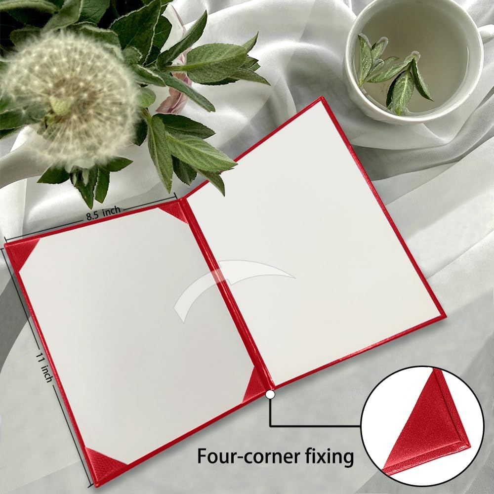 Certificate Holders 8.5"x11" Graduation Diploma Cover Document Leather Folders,Red-2 Pack