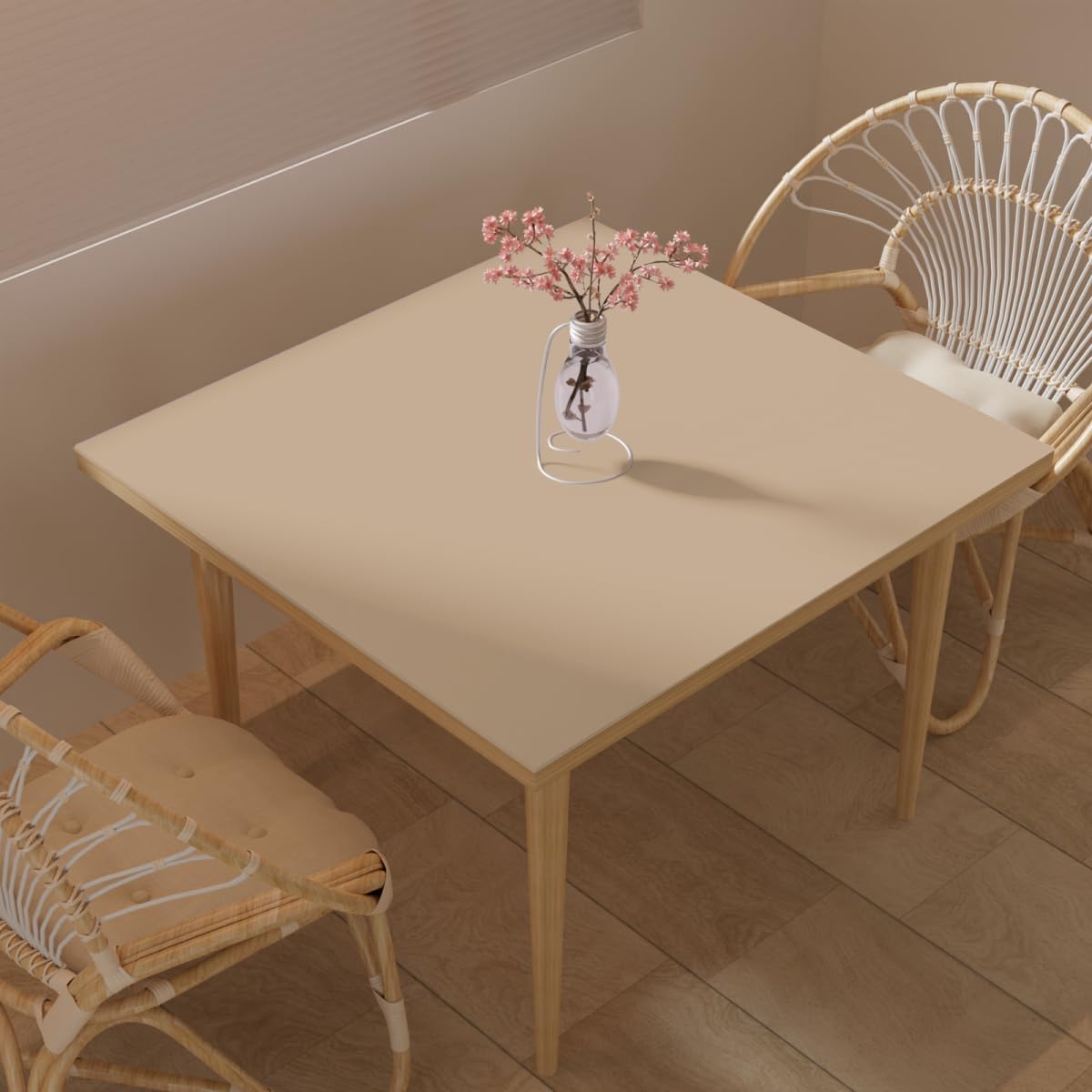 Table Protector for Dining Room Table - Waterproof, Easy to Clean, Light Brown & Gray, 54x54