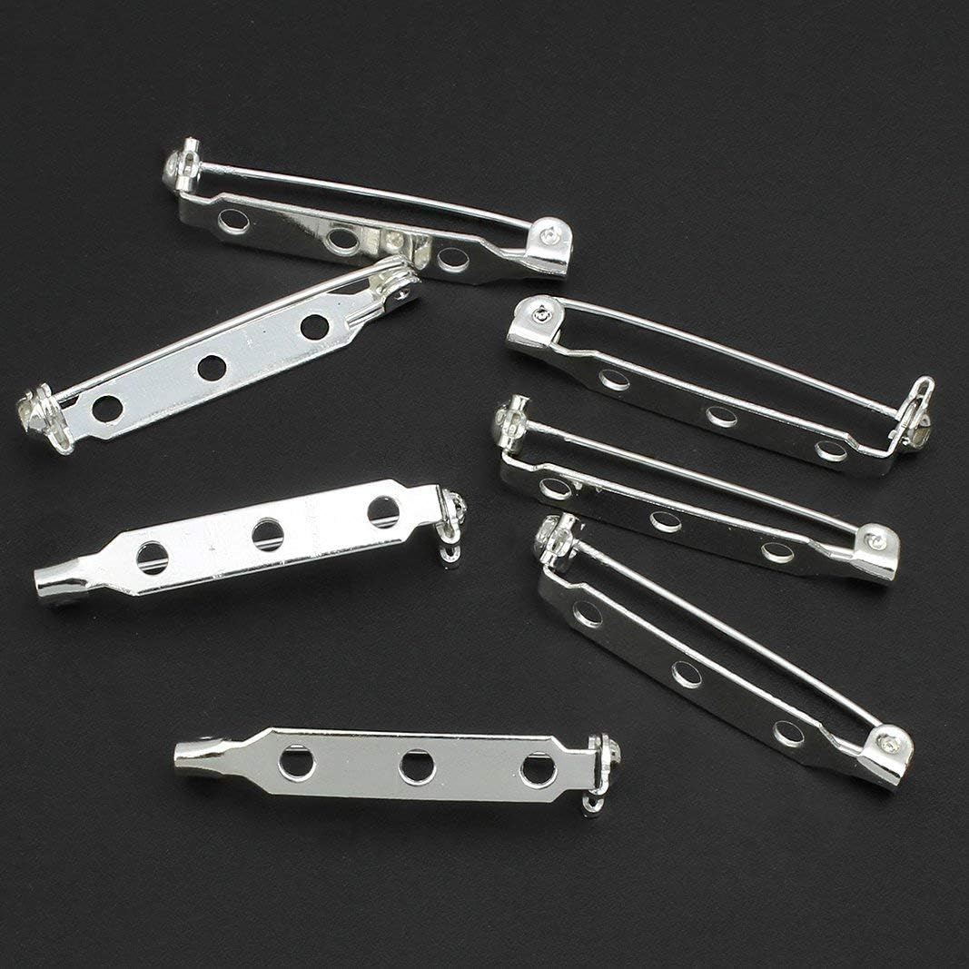 100 Pcs Silver Tone Pin Backs Clasp Brooch Safety Pins 1 Inch Bar Pins Findings with 3 Holes for Badge Insignia, Citation Bars, Making Corsage, Name Tags, Toy Pins and Jewelry Making