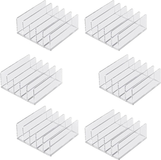 6Pack Acrylic Mail Organizer for Sorting Mail, Business Card, 5Slot Acrylic Mail Sorter for Desktop Shelf, Clear Bill Money Divider for Cash Envelope, Desk Organizer, Home and Office Use