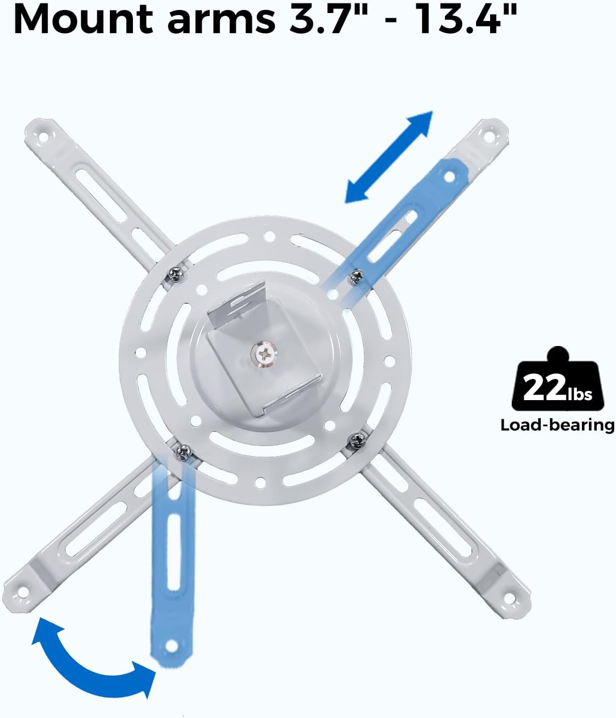 Projector Mount, 55 inch to 79 inch Adjustable Height ,Universal Full Motion Ceiling Bracket 22lb Max Weight and Extendable Arms Tilt Rotating Swivel Mount for Home and Office Projector White