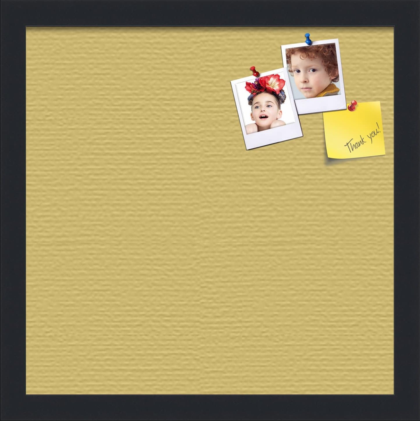 PinPix 14x14 Inch Cork Bulletin Board. This Decorative Framed Pin Board Comes with Honey Pastel Design and a Satin Black Frame. Ideal for Home Office Decor or Message Board (PinPix-1810)