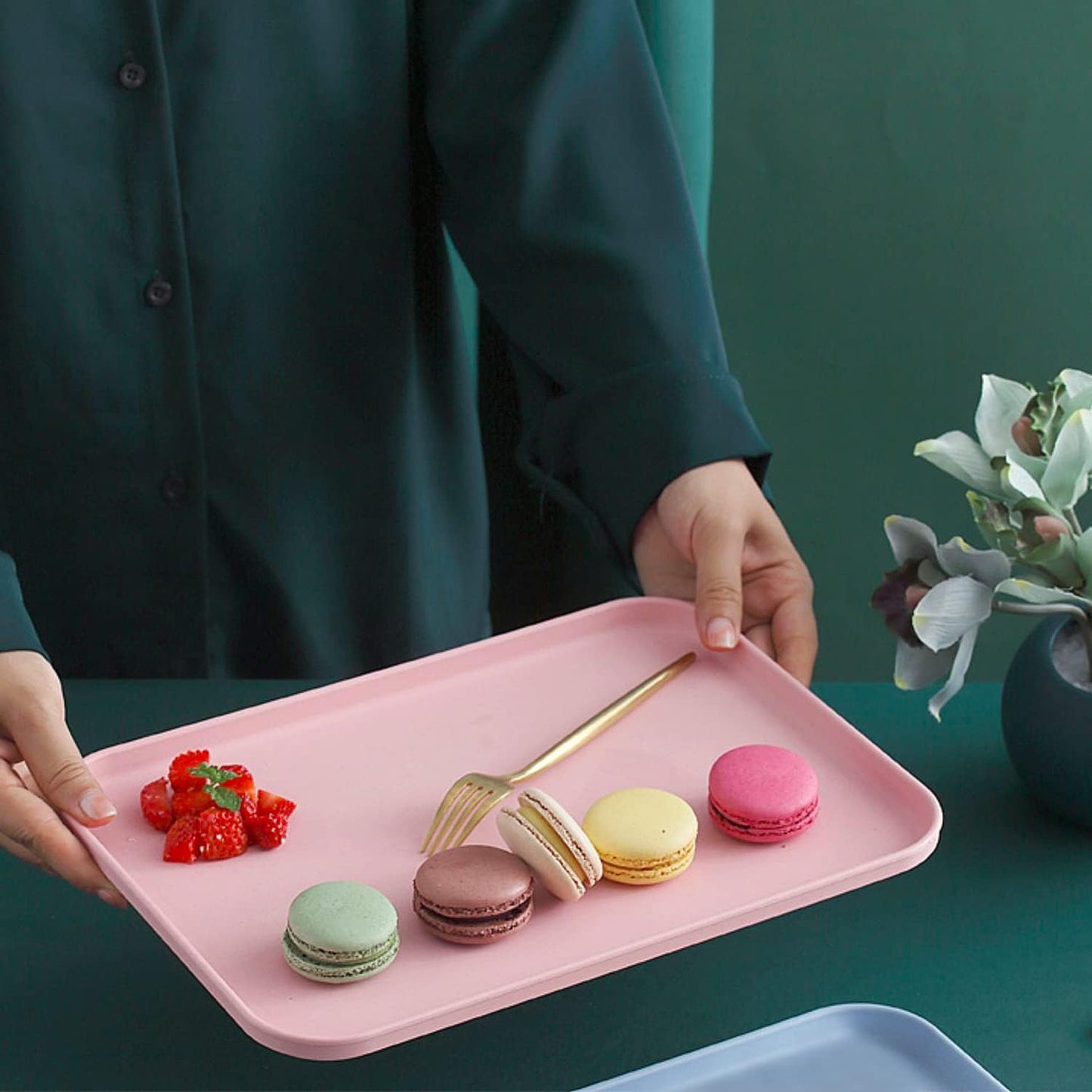 Plastic Art Trays,8 Pack Stackable Activity Tray Crafts Organizer Tray Serving Tray Jewelry Tray for DIY Projects, Painting, Beads, Organizing Supply,8 Color (12.2 x 8.9 Inches)